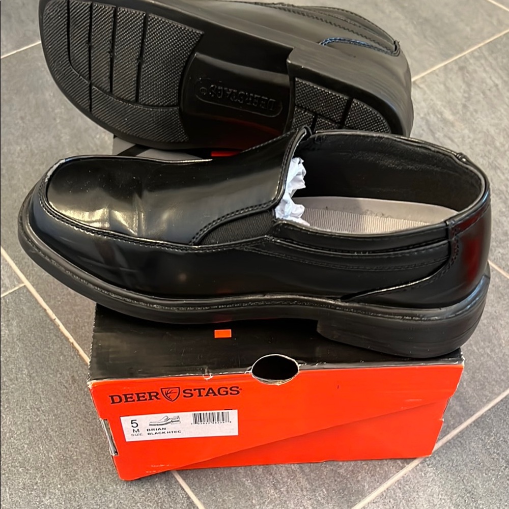 Deer Stags Black Slip-On Loafers with Polished Finish